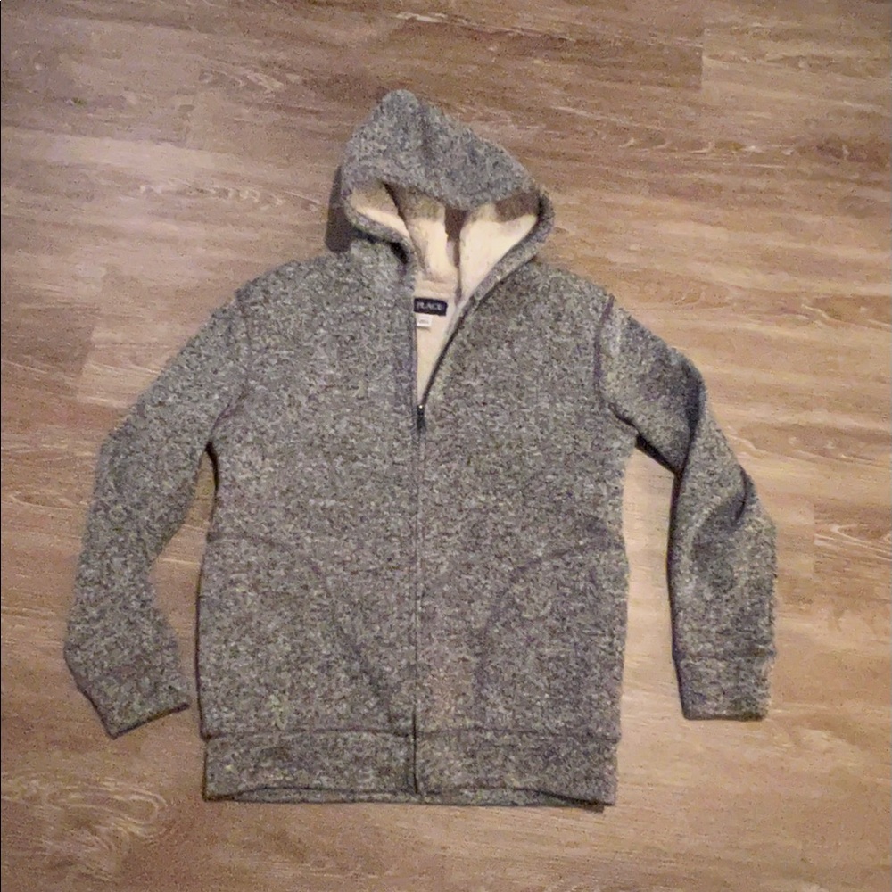 Boys Children’s Place gray fleece lined full zip jacket in size youth XL 14